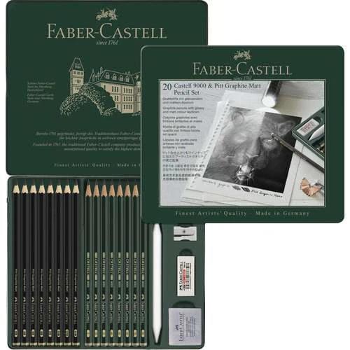 Faber-Castell Castell 9000 & Pitt Graphite Matt Pencil Set 1 Faber-Castell Castell 9000 & Pitt Graphite Matt Pencil Set