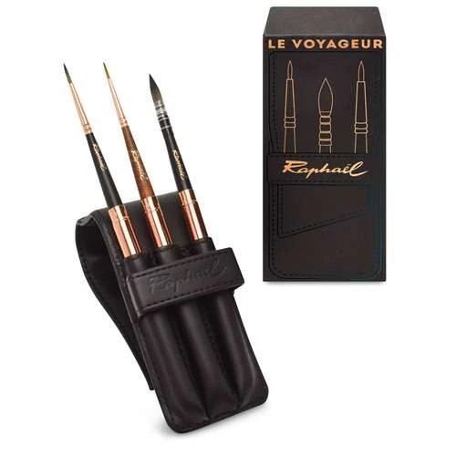 Raphaël® | Le Voyageur Leather Pouch Travel Set — 3 Brushes 2 Raphaël® | Le Voyageur Leather Pouch Travel Set — 3 Brushes - Image 2