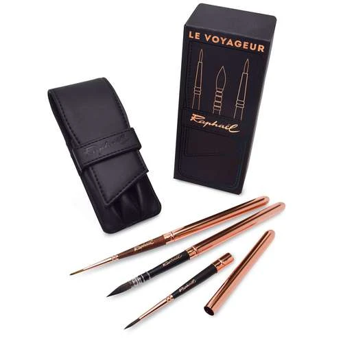 Raphaël® | Le Voyageur Leather Pouch Travel Set — 3 Brushes 1 Raphaël® | Le Voyageur Leather Pouch Travel Set — 3 Brushes