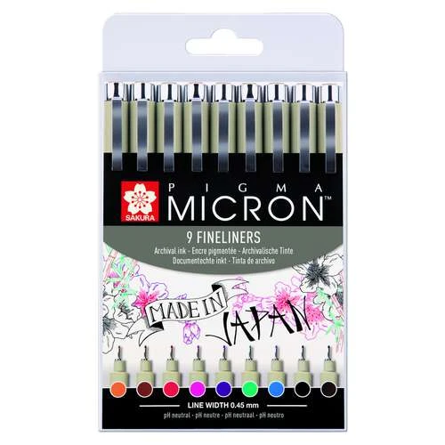 Sakura Pigma Micron 9 Colour Set 1 Sakura Pigma Micron 9 Colour Set