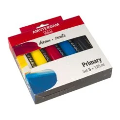 TALENS | AMSTERDAM ALL ACRYLICS Primary Set — 5 X 120 Ml Tubes -Da Vinci Shop TALENS7CAMSTERDAMALLACRYLICSPrimarysetE280945x120mltubes 2