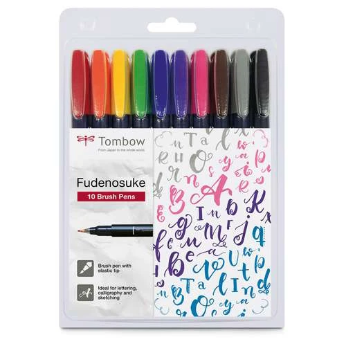 Tombow® Tombow Fudenosuke Colour Brush 10 Pen Set 1 Tombow® Tombow Fudenosuke Colour Brush 10 Pen Set