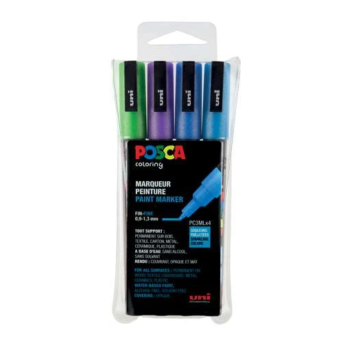 Uni Posca Glitter Markers PC-3ML Sets Of 4 2 Uni Posca Glitter Markers PC-3ML Sets Of 4 - Image 2