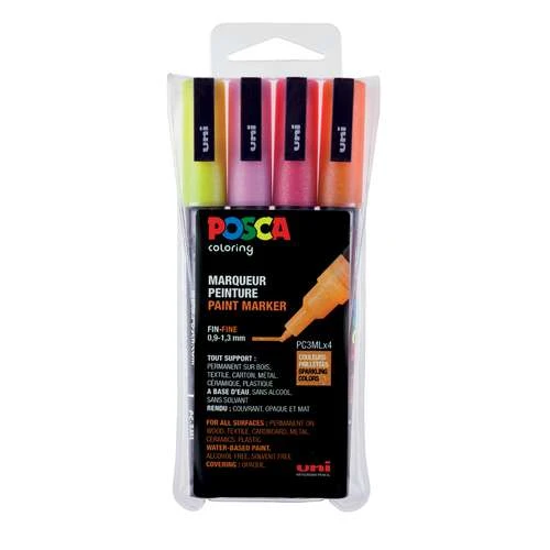 Uni Posca Glitter Markers PC-3ML Sets Of 4 1 Uni Posca Glitter Markers PC-3ML Sets Of 4